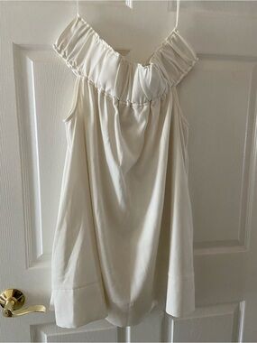 Loveriche Off White Off-Shoulder Lined Dress - Large